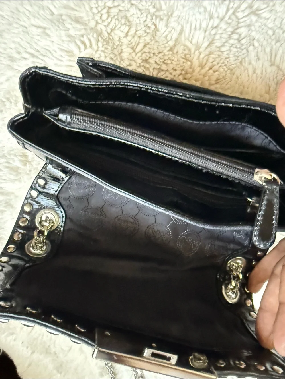 Michael Kors Black and Silver Studded Crossbody Bag EUC